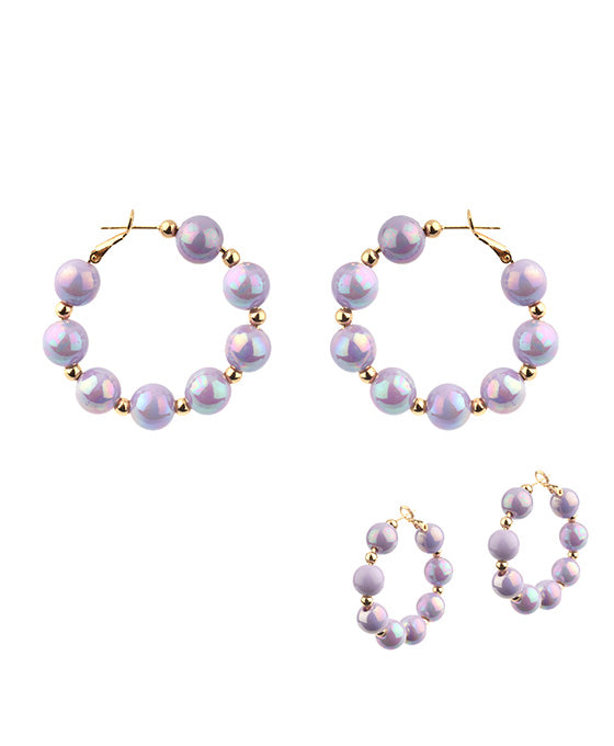 40mm Bead AB Coating Hoop Earring