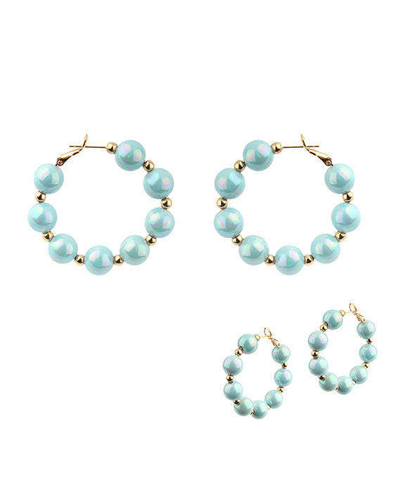 40mm Bead AB Coating Hoop Earring