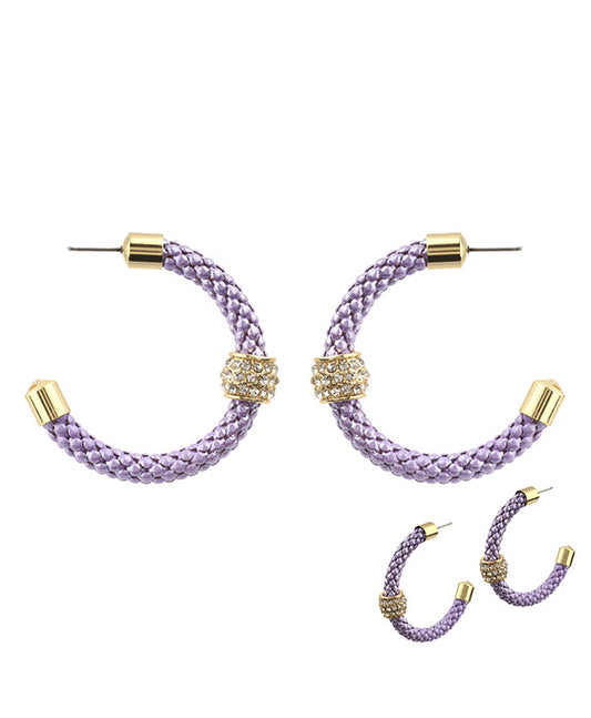 50mm Rhinestone Metal AB Coating Caviar Hoop Earring
