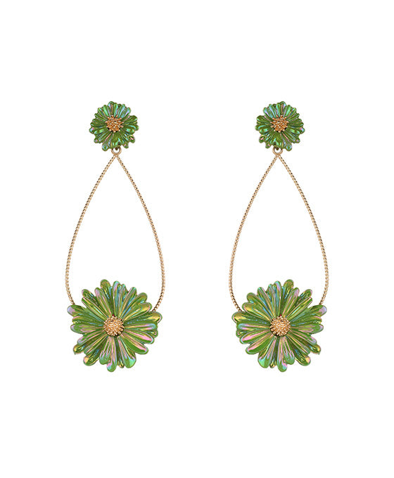 Metal AB Coating Flower Post Earring