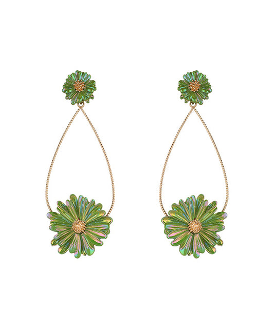 Metal AB Coating Flower Post Earring