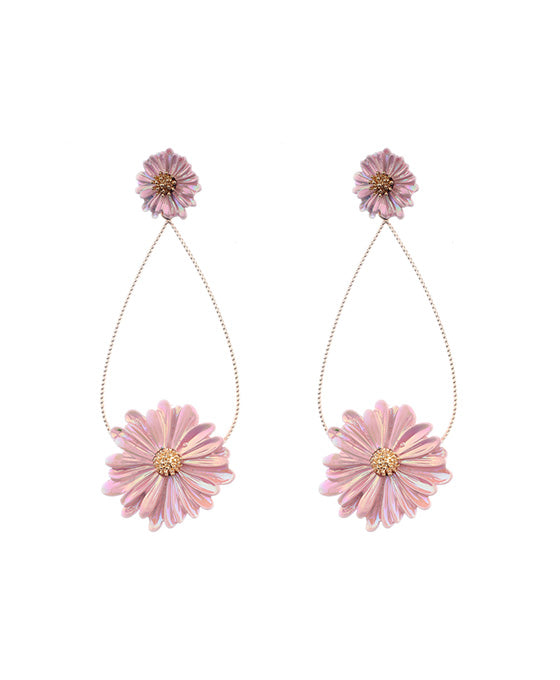 Metal AB Coating Flower Post Earring
