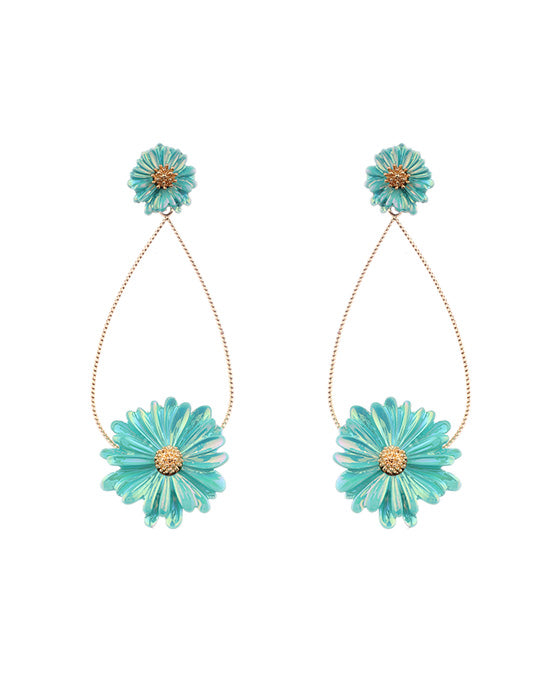 Metal AB Coating Flower Post Earring