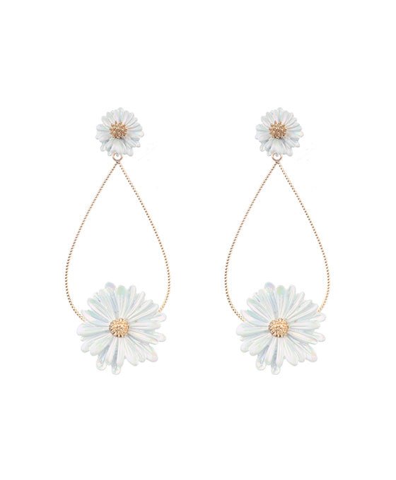 Metal AB Coating Flower Post Earring