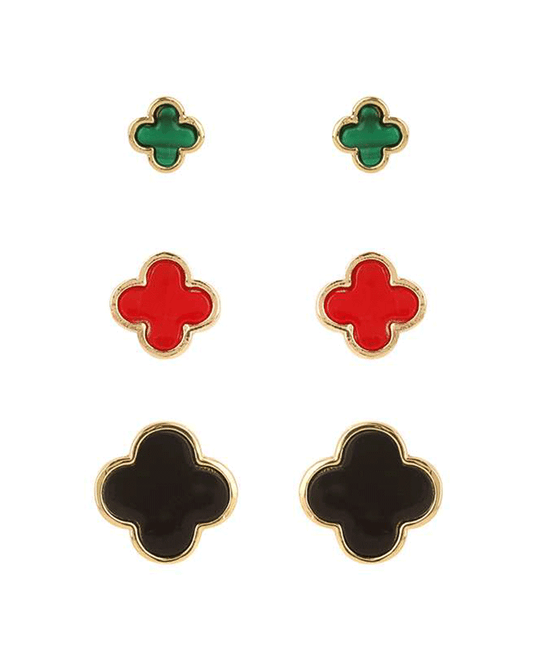 Shell Clover 3 Pair Earring