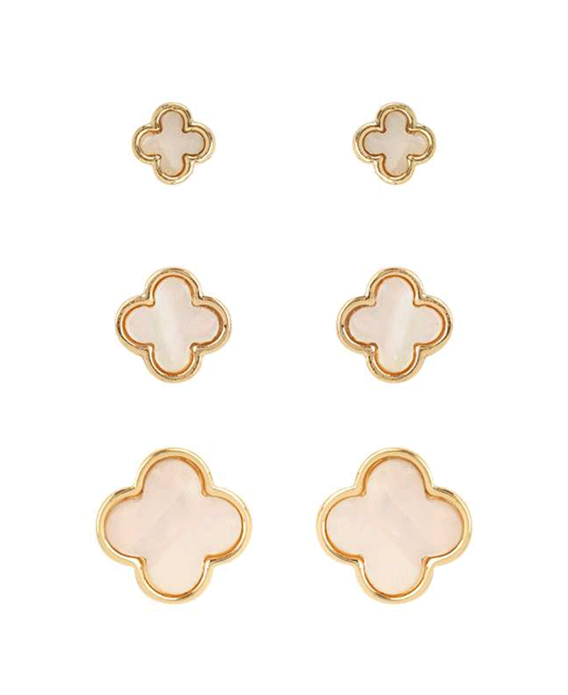 Shell Clover 3 Pair Earring