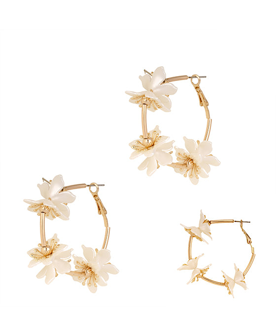 40mm Pearl Flower Hoop Earring