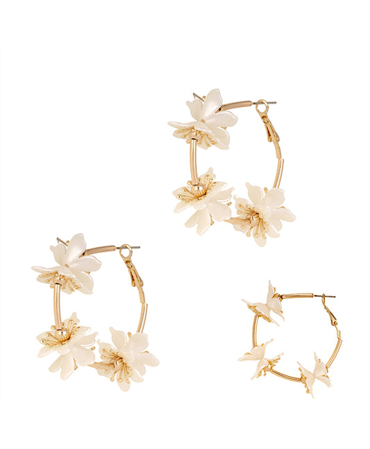 40mm Pearl Flower Hoop Earring