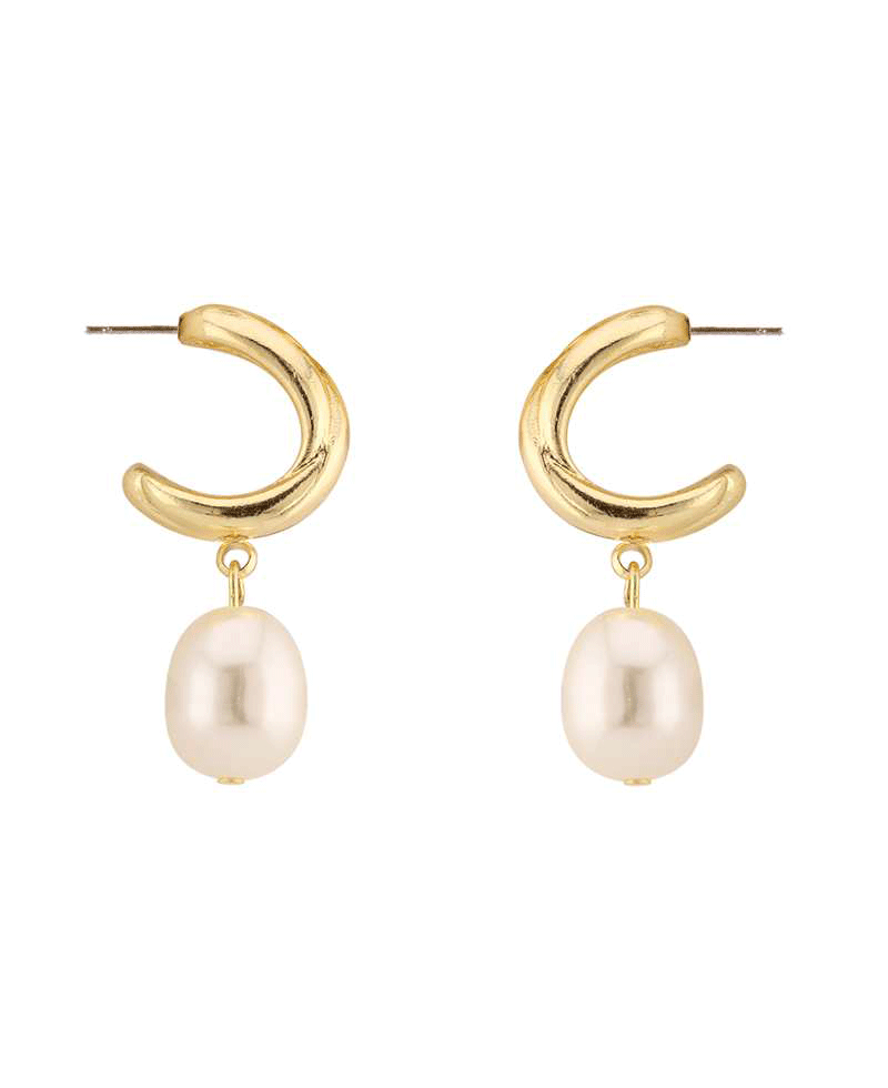 Fresh Water Pear Hoop Earring