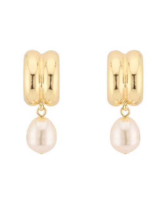 Metal & Fresh Water Pearl Hoop Earring