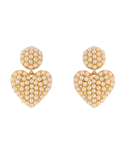 Pearl Heart Caviar Post Earring