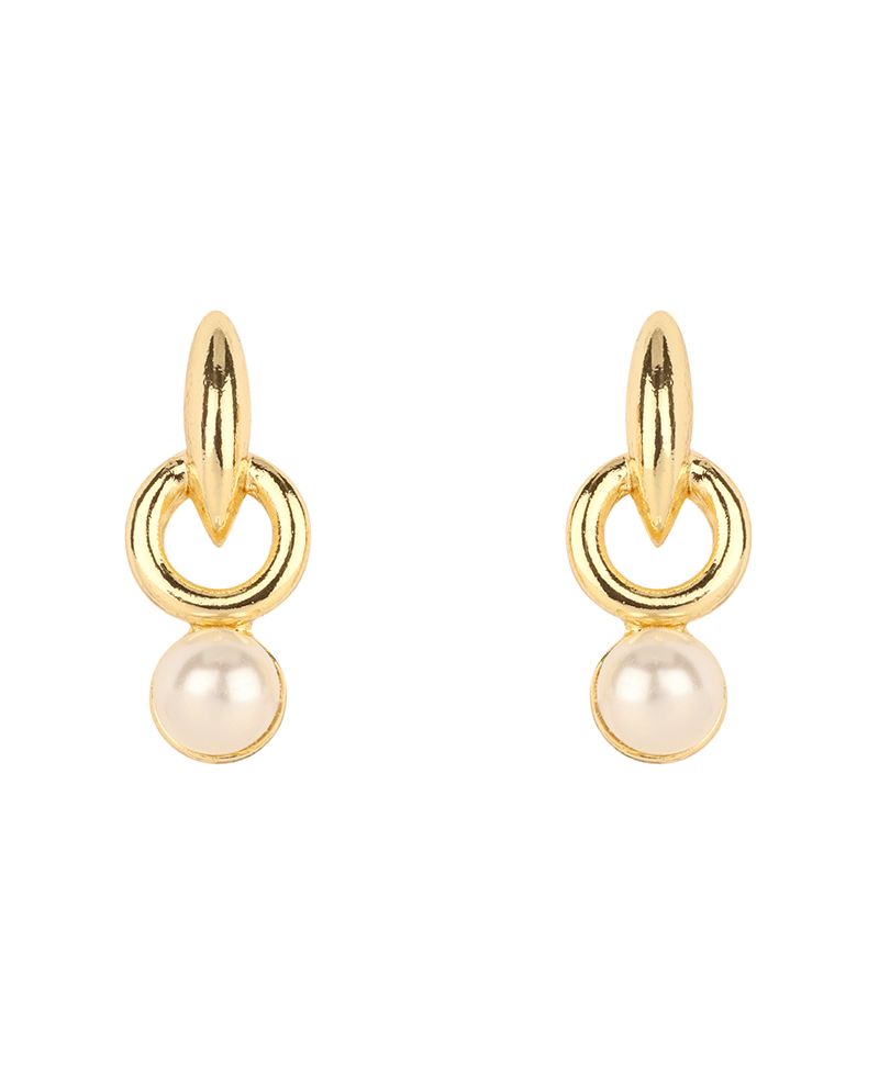 Metal w/ Pearl Post Earring