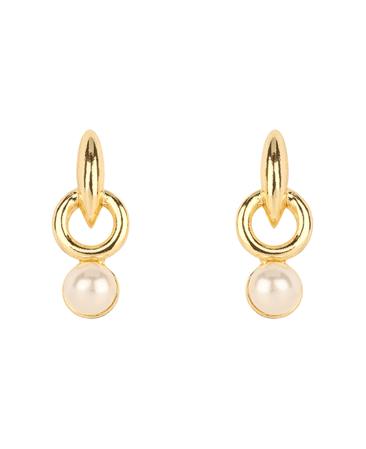 Metal w/ Pearl Post Earring