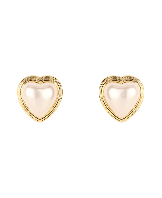 Metal w/ Pearl Heart Post Earring