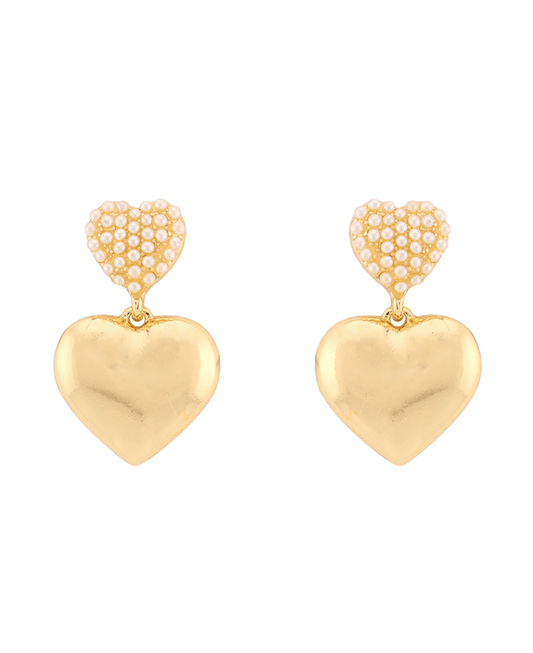 Metal w/ Pearl Heart Caviar Post Earring