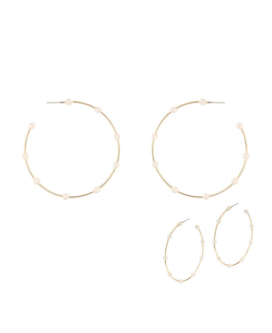 Pearl 60mm Hoop Earring