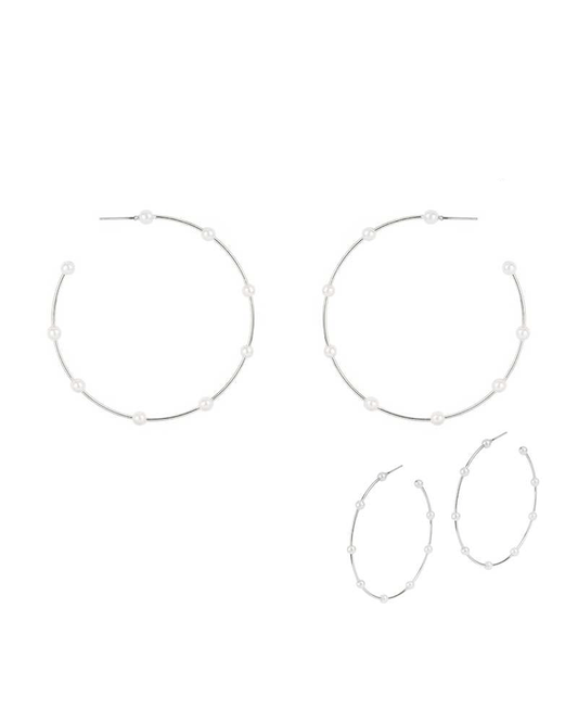 Pearl 60mm Hoop Earring
