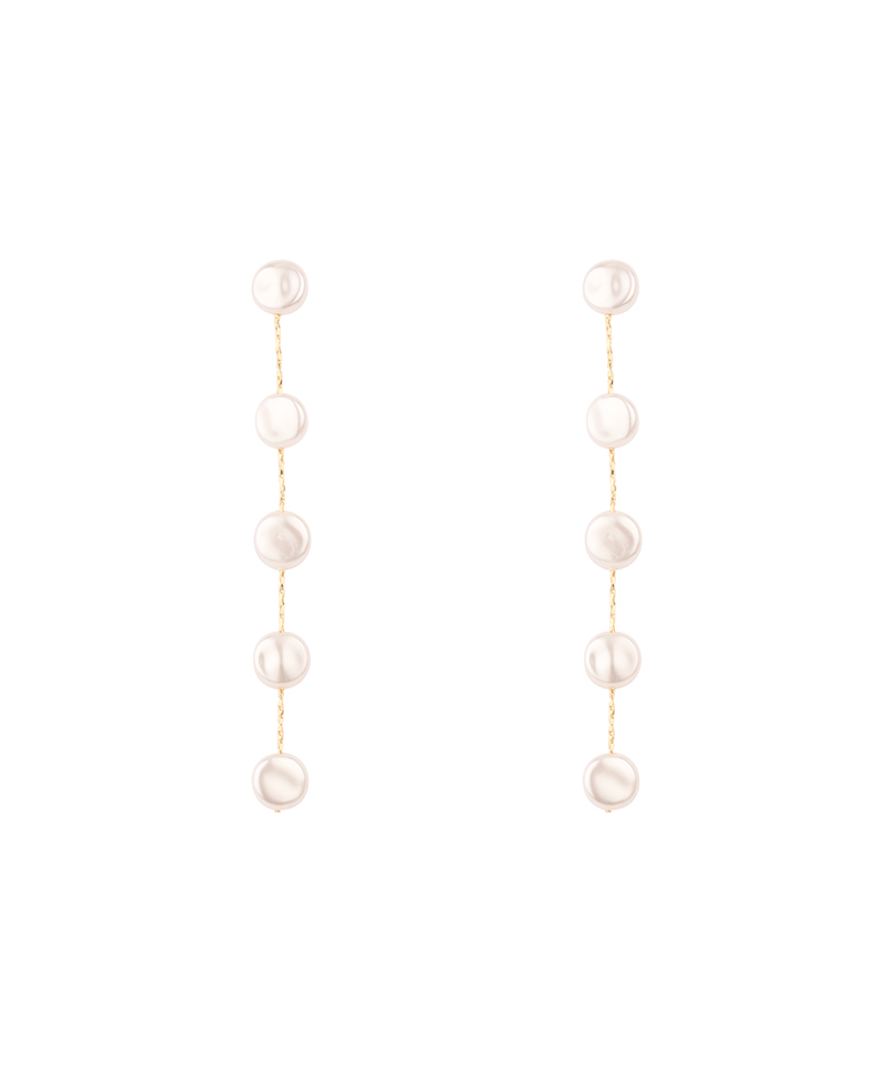 Coin Pearl Drop Post Earring
