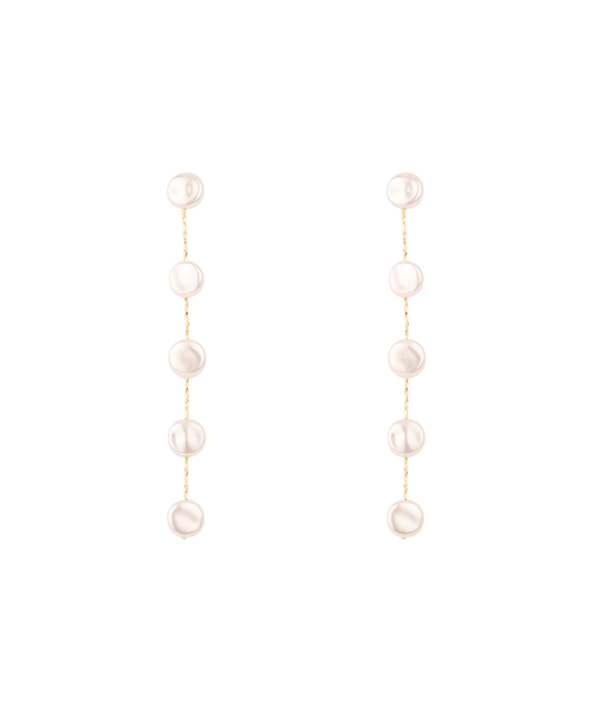 Coin Pearl Drop Post Earring