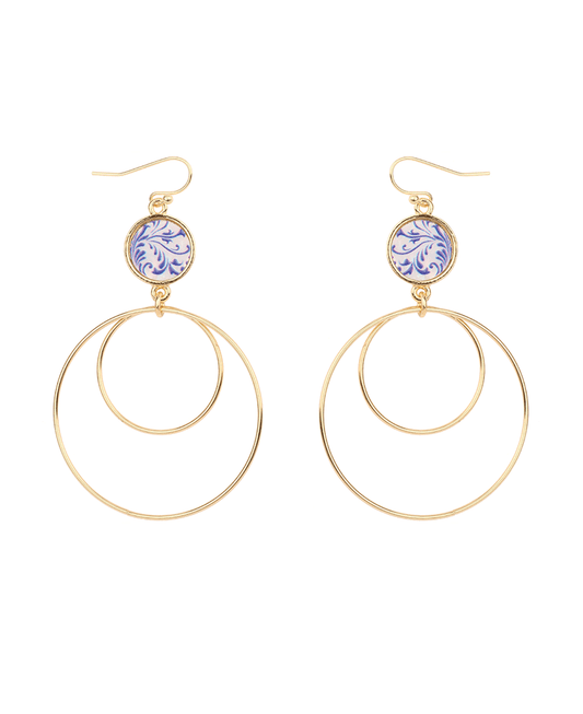 Mop Epoxy Print Double Circle Earring
