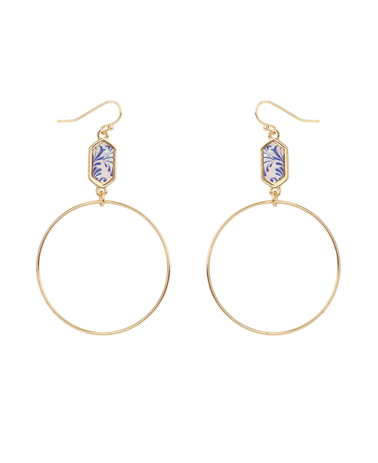 Mop Epoxy Print Circle Earring