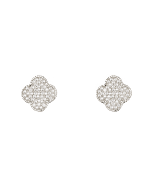 Pearl Caviar Clover Post Earring - 15mm