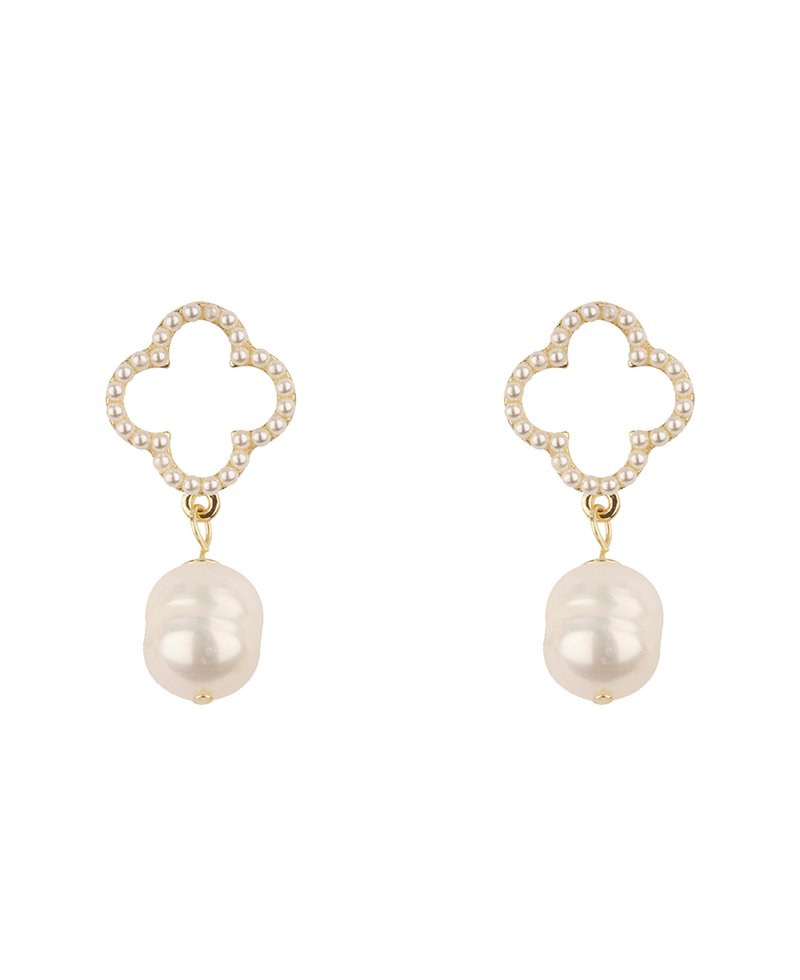 Pearl Caviar Clover Post Earring