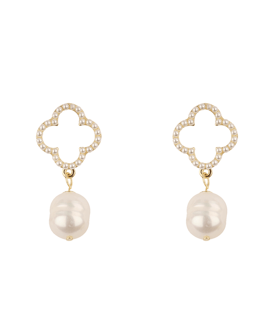 Pearl Caviar Clover Post Earring