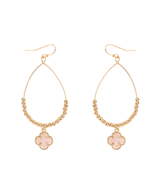 Glass Bead Clover Accent CCB Ball Teardrop Earring