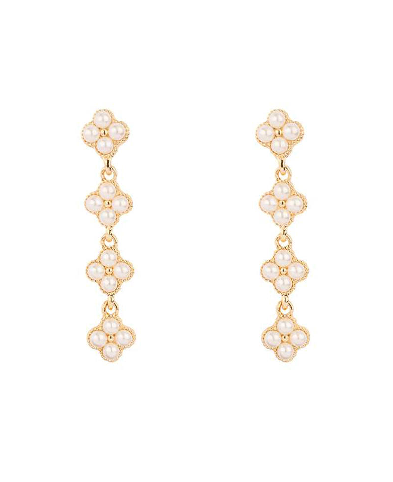 Clover Pearl Drop Post Earring