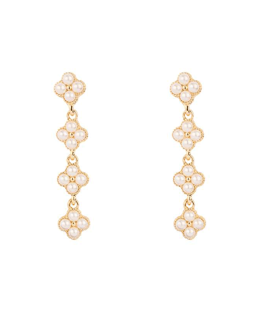 Clover Pearl Drop Post Earring