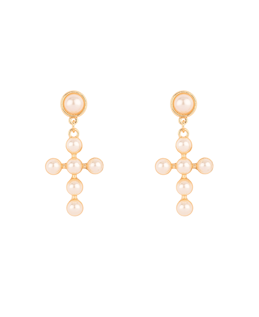 Pearl Cross Post Earring