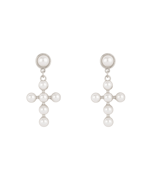 Pearl Cross Post Earring