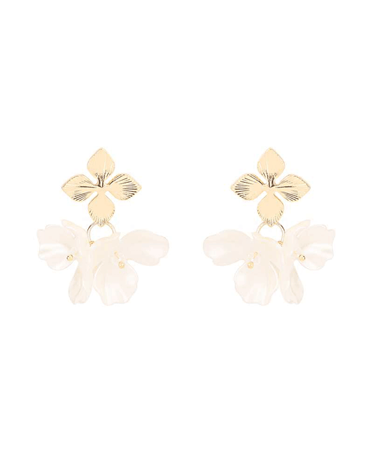 Metal & Pearl Flower Post Earring