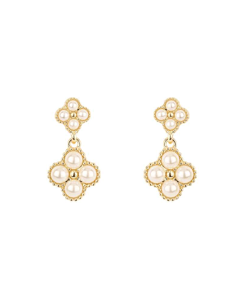 Pearl Caviar Clover Post Earring