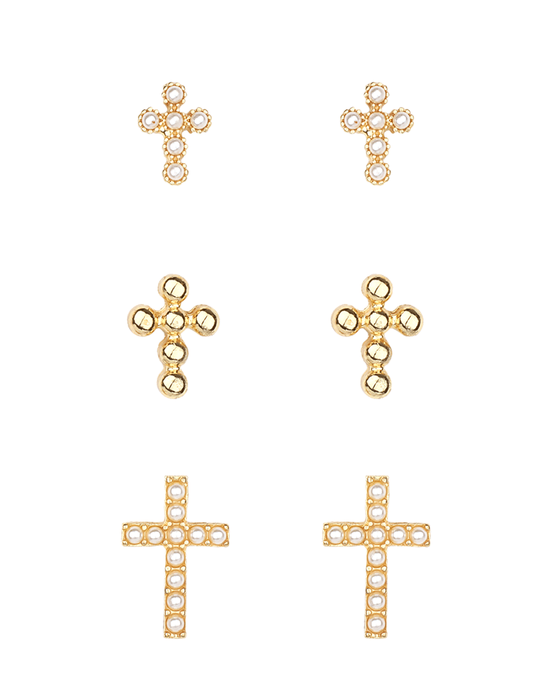 Cross 3 Pair Earring