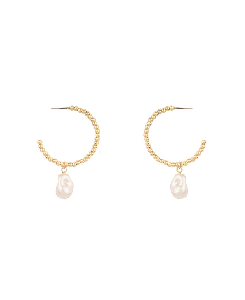 CCB Ball w/ Pearl 35mm Hoop Earring