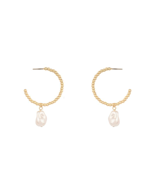 CCB Ball w/ Pearl 35mm Hoop Earring