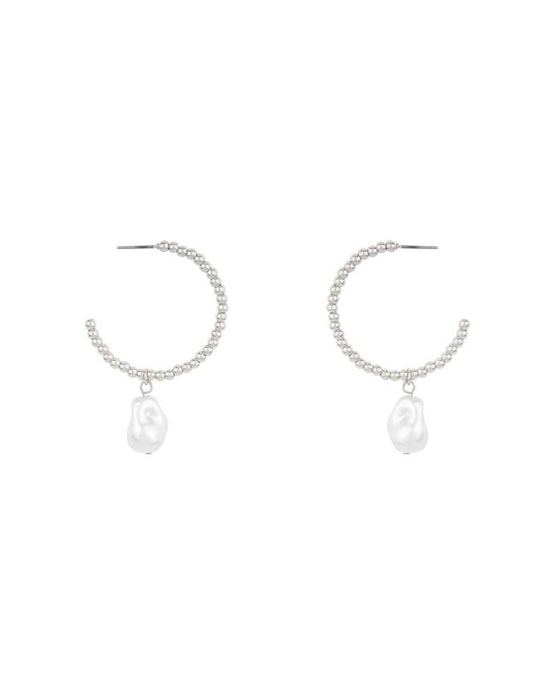 CCB Ball w/ Pearl 35mm Hoop Earring