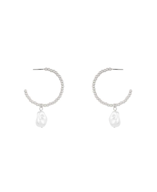 CCB Ball w/ Pearl 35mm Hoop Earring