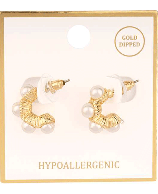 Pearl Metal Hoop Earring