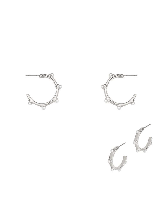 Metal w/ Pearl 23mm Hoop Earring