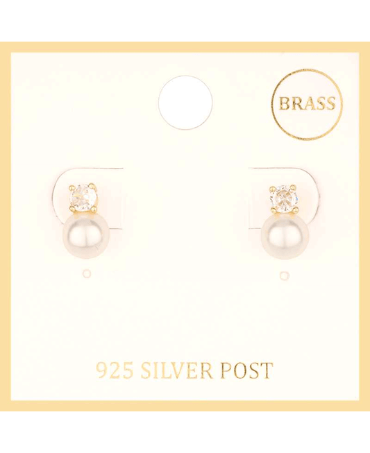 Pearl & Rhinestone Post Earring