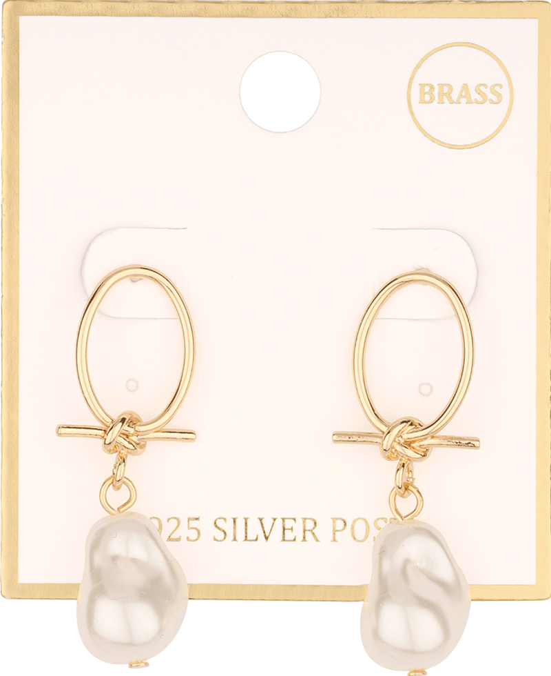 Brass w/ Pearl Post Earring