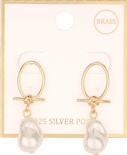 Brass w/ Pearl Post Earring