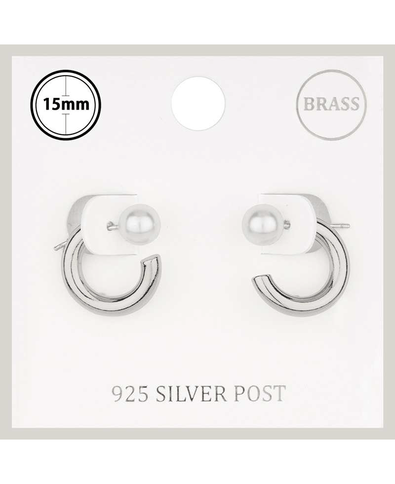 Brass w/ Pearl 15mm Hoop Earring