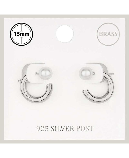 Brass w/ Pearl 15mm Hoop Earring
