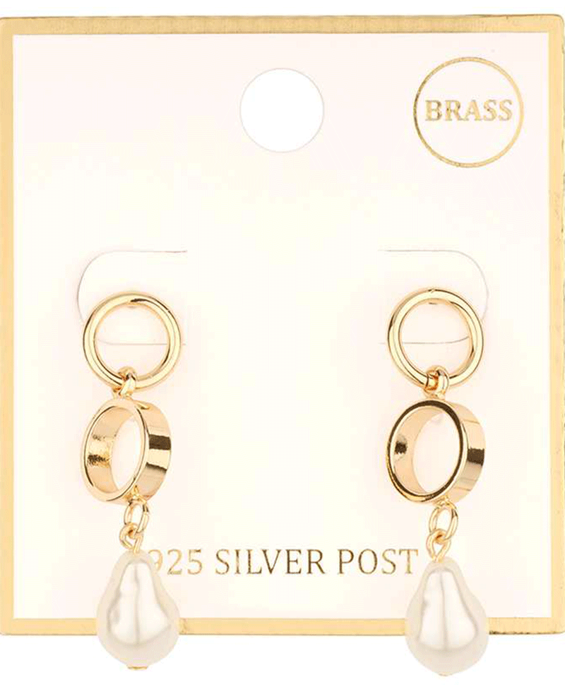 Brass w/ Pearl Post Earring