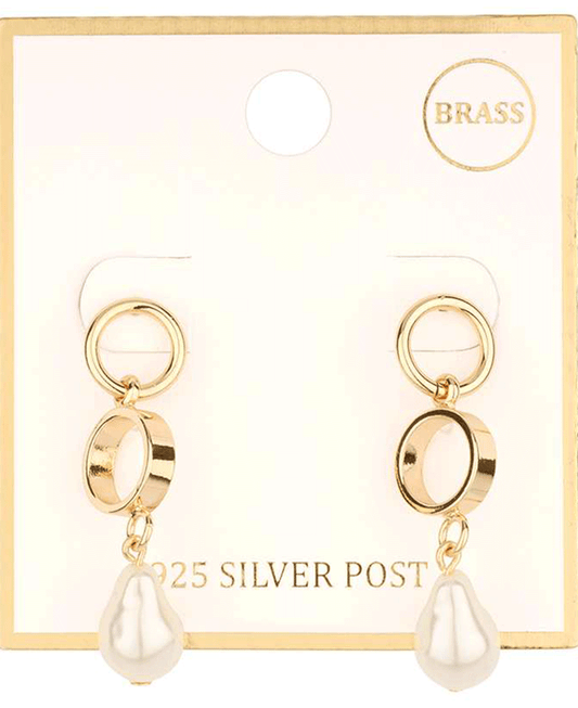 Brass w/ Pearl Post Earring