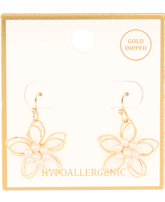 Brass w/ Pearl Flower Earring